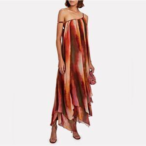Misa Los Angeles Shanti One-Shoulder‎ Ombre Maxi Dress Fall Colors Size S New!